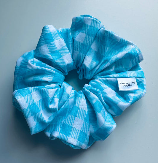 Blue Gingham Scrunchie