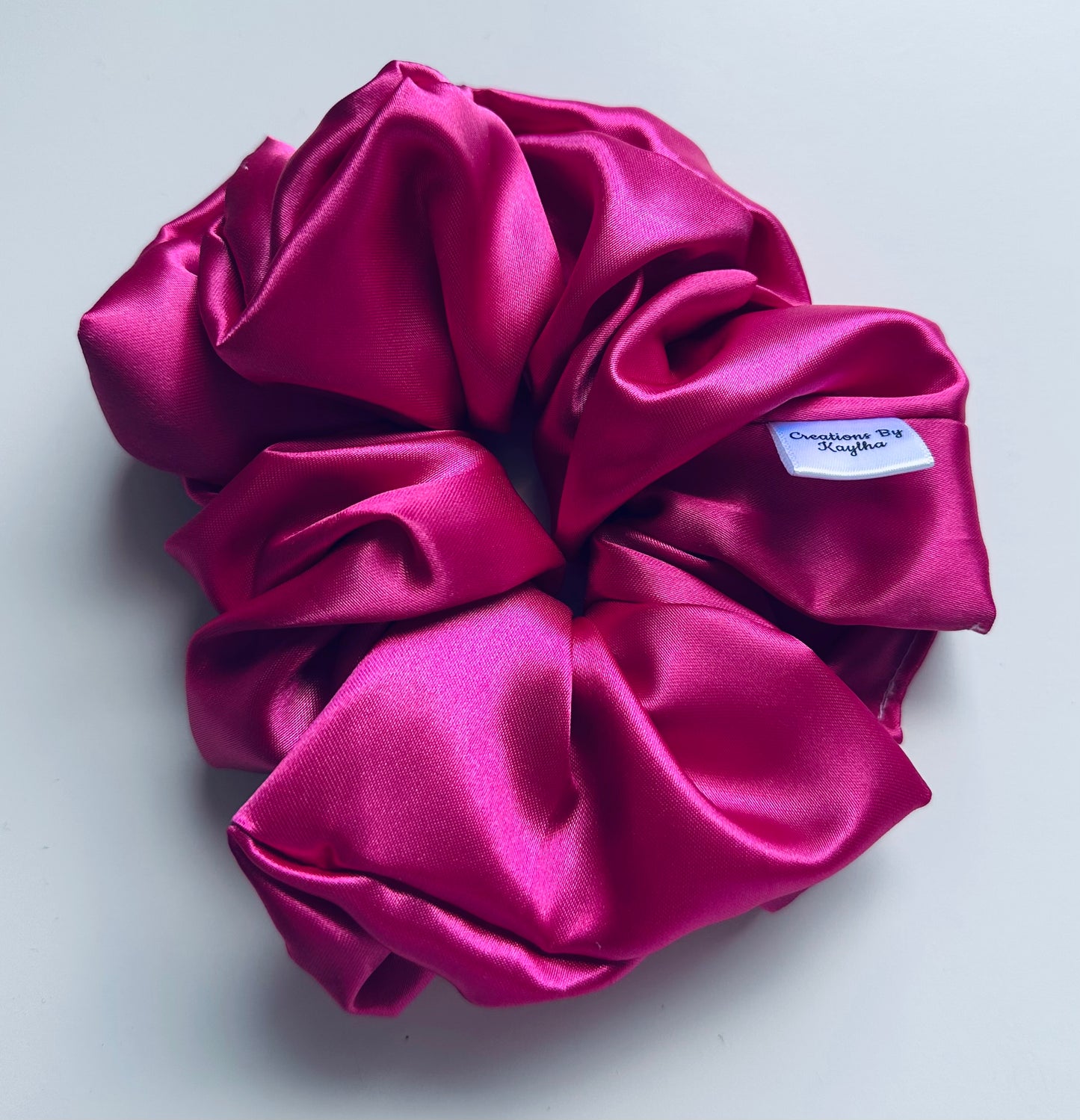 Fushia Pink Satin Scrunchie