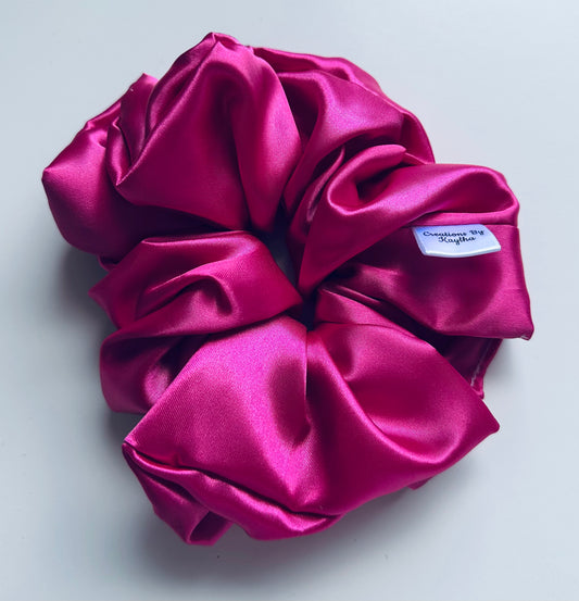 Fushia Pink Satin Scrunchie