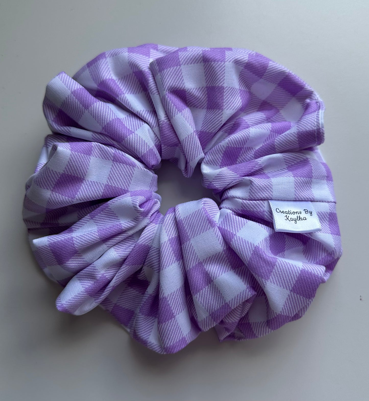 Purple Gingham Scrunchie