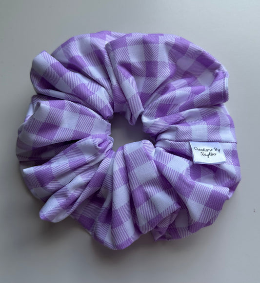 Purple Gingham Scrunchie