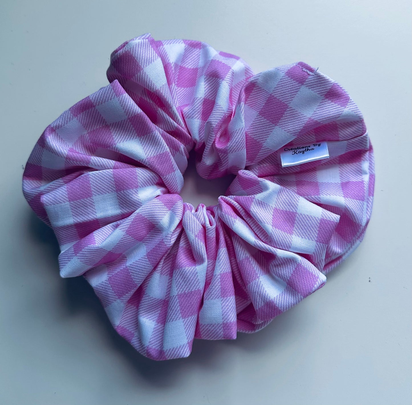 Pink Gingham Scrunchie